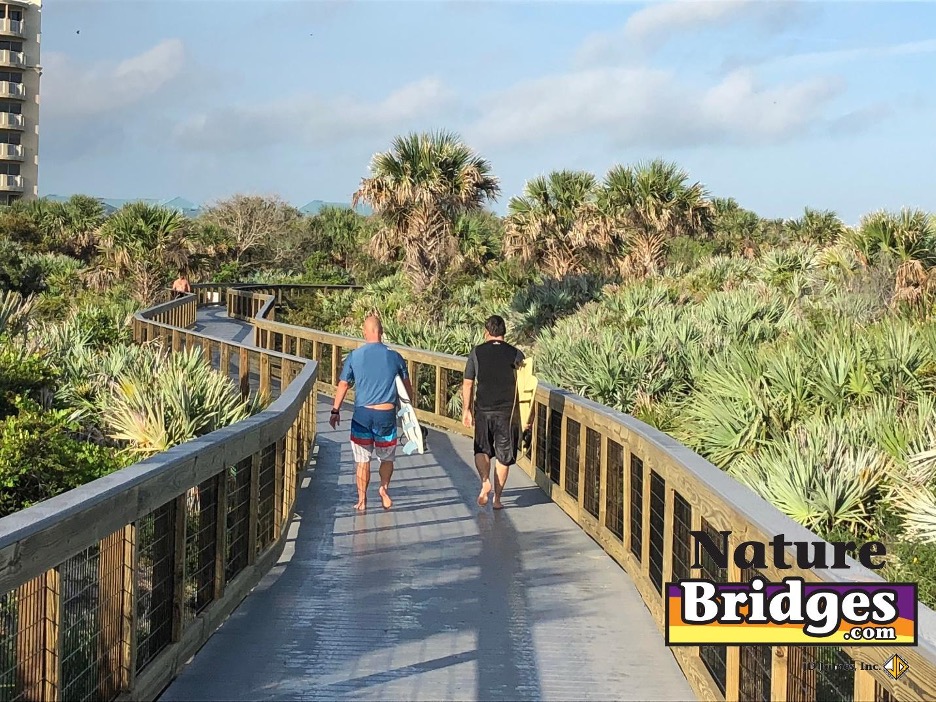 Outdoor boardwalk in summer